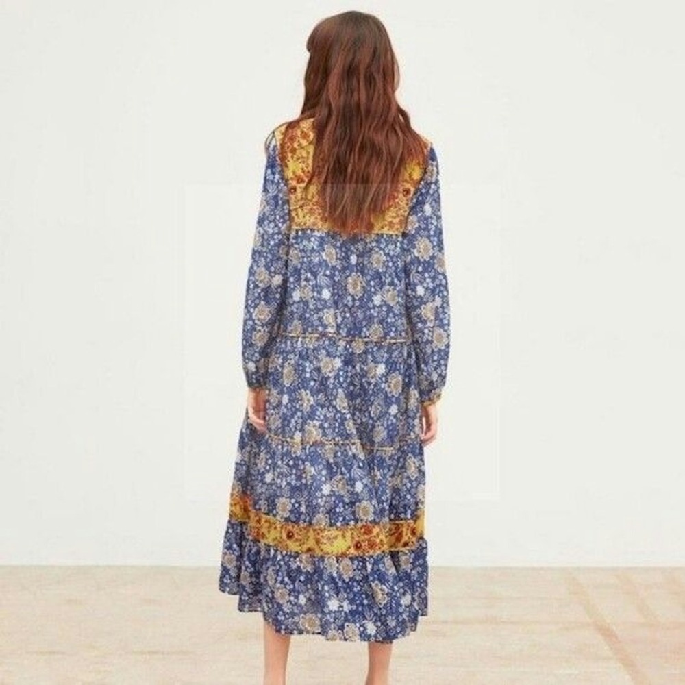 Zara Blue and Yellow Floral Long Sleeve Dress - Picture 6 of 11